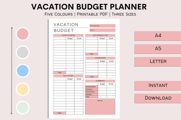 Download Vacation Budget Planner Printable Insert - Planner printable Collection