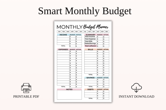 Download Smart Monthly Budget Planner Printable - Planner printable Collection