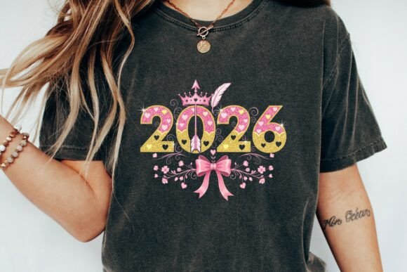 Download Glittery 2026 Year Design with Crown Png - Glitter Collection