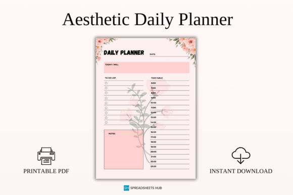 Download Aesthetic Daily Planner Printable PDF - Planner printable Collection