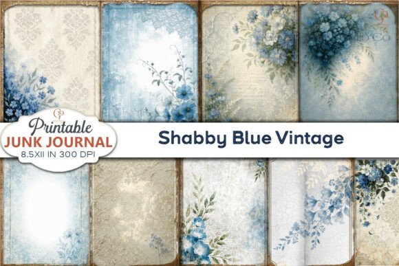 Download Shabby Blue Vintage Junk Journal Pages - Journal pages Collection