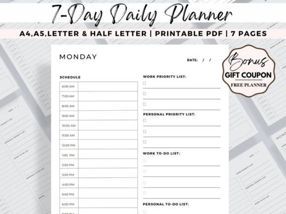 Download 7 Day Planner, 7 Day Planner Printable - Planner printable Collection