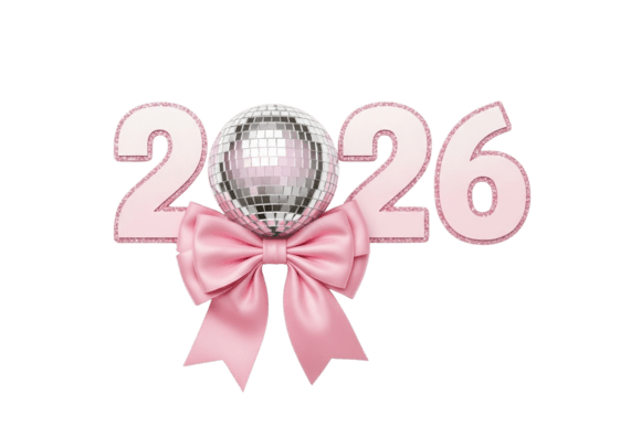 Download Pink 2026 Glitter Disco Ball with Bow - Glitter Collection