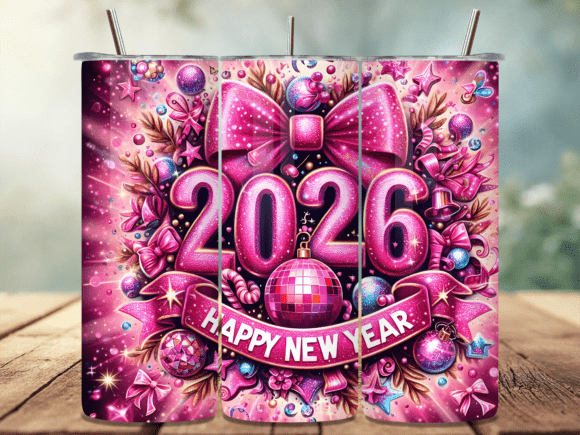 Download Pink 2026 New Year Bow Glitter Tumbler - Glitter Collection