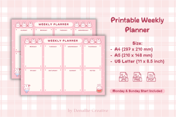 Download Bunny Weekly Planner Printable - Planner printable Collection