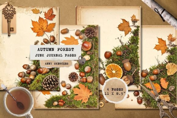 Download Vintage Autumn Forest Junk Journal Pages - Journal pages Collection