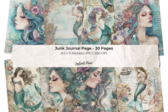 Download Pastel Mermaid Junk Journal Pages - Journal pages Collection