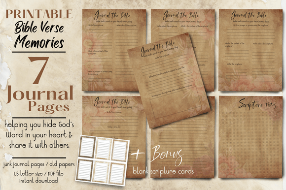 Download 7 Bible Verse Memory Junk Journal Pages - Journal pages Collection