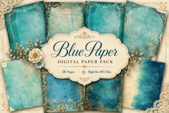 Download Teal Vintage Junk Journal Pages - Journal pages Collection
