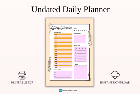 Download Undated Daily Planner Printable PDF - Planner printable Collection