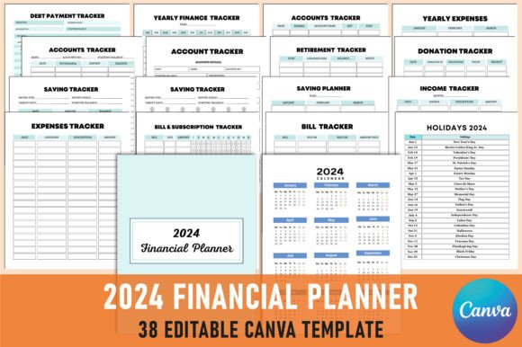 Download Editable 2024 Financial Planner Canva - Premium Resources