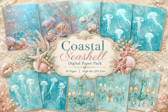 Download Coastal Aqua Junk Journal Pages - Journal pages Collection