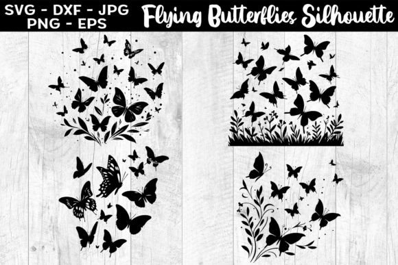 Download Flying Butterflies Silhouettes SVG EPS - Butterflies Collection