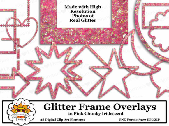 Download Pink Chunky Iridescent Glitter Frames - Glitter Collection