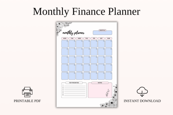 Download Monthly Finance Planner Printable PDF - Planner printable Collection