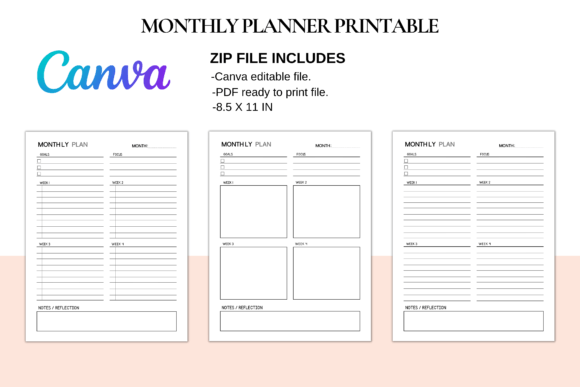 Download Monthly Planner Printable, Goal Planner - Planner printable Collection